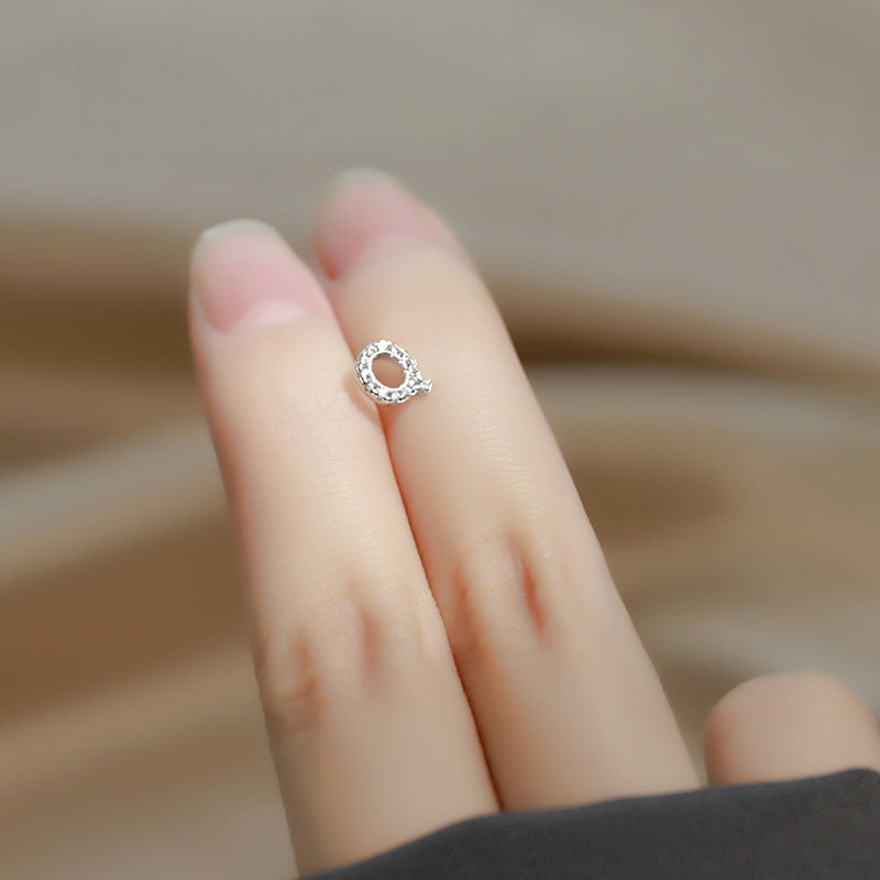 Wholesale Simple Niche Design Mini Full Diamond Earrings for Men and Women Sterling Silver Full Diamond 26 Letter Earrings